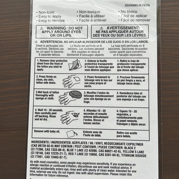 8 pcs Animal Fiesta Souvenirs Temporary Tattoos - Picture 3 of 3
